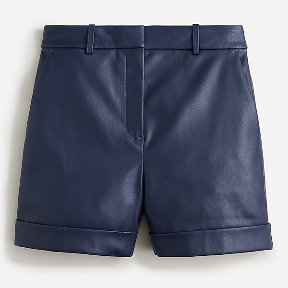 NTW J. Crew Limited-edition size 6 Faux Leather high-waisted short in Navy